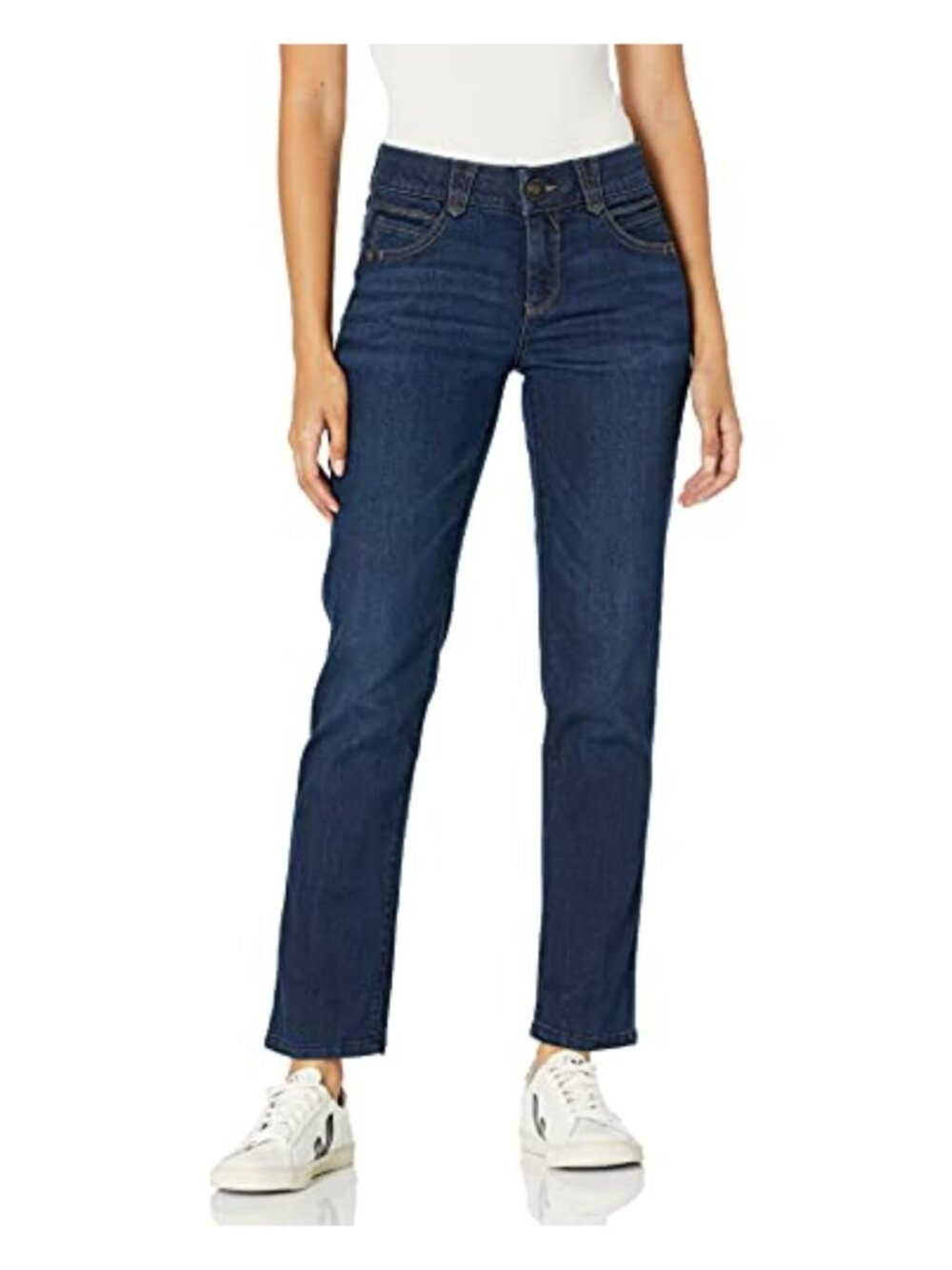 Petite Ab Solution Straight Leg Jeans Mid Rise Super Stretch Slimming